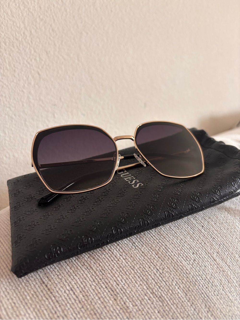 Guess Gold Frame Sunglasses with Black Gradient Lenses
